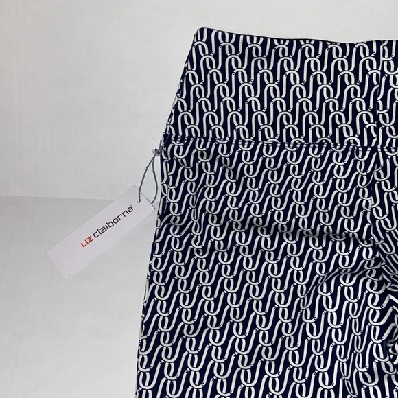 Liz Claiborne New Women’s Size Medium Navy Blue And White Leggings - Picture 5 of 9